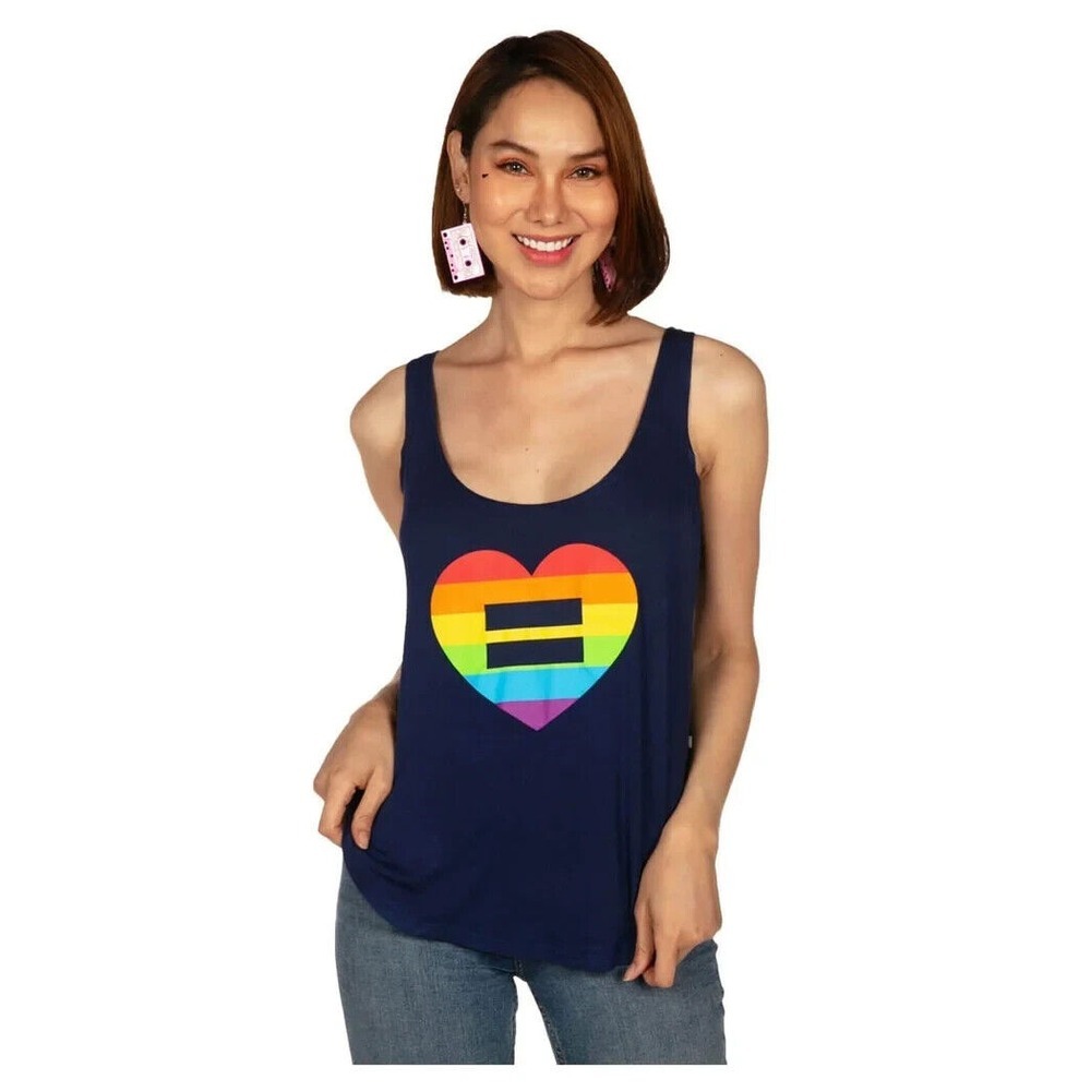 TIPSY ELVES EQUALITY PRIDE LOOSE FIT TANK TOP Women's Size Large  NAVY BLUE  NEW